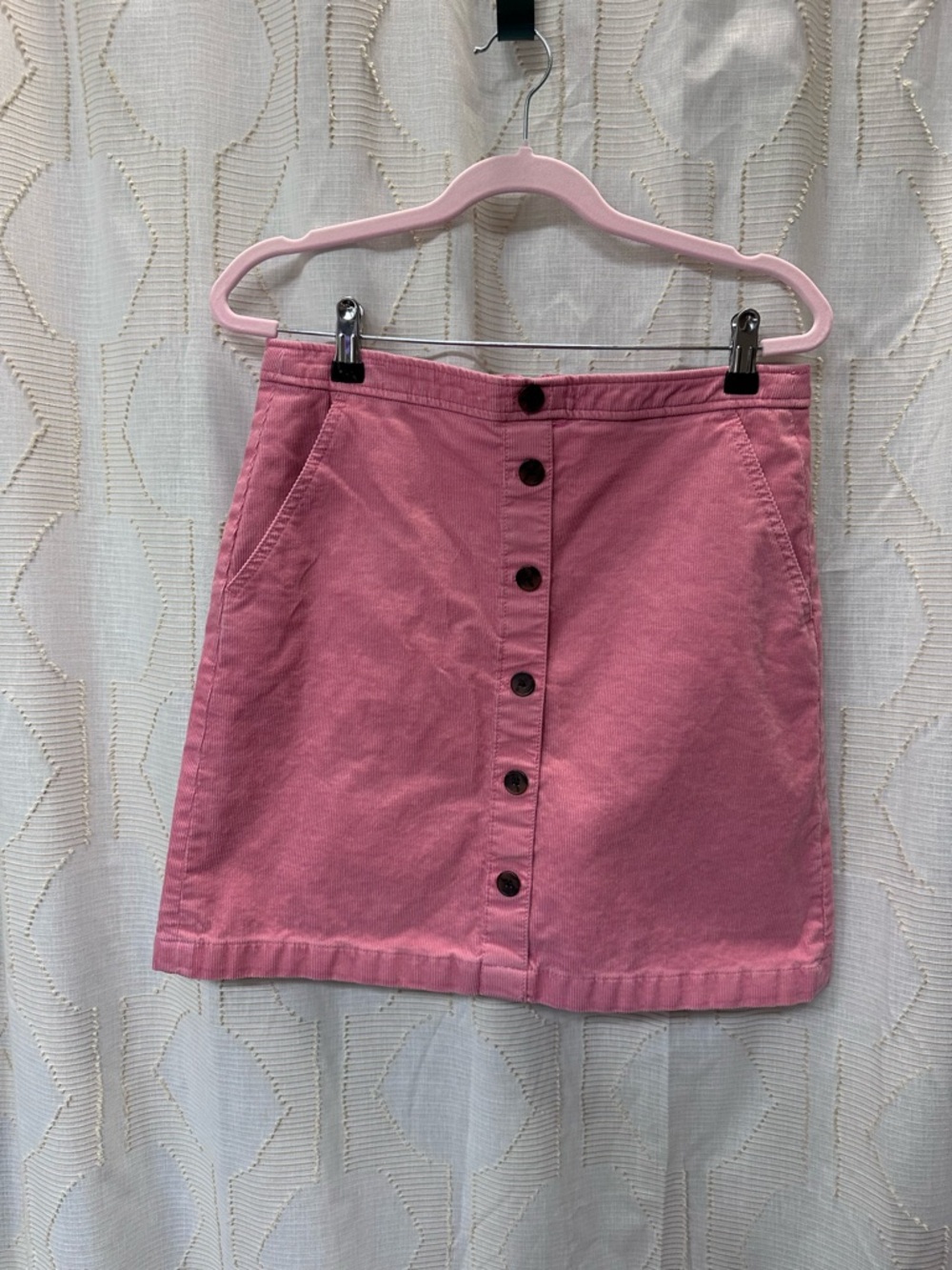 J. Crew Rose Pink Button-Front Mini Skirt